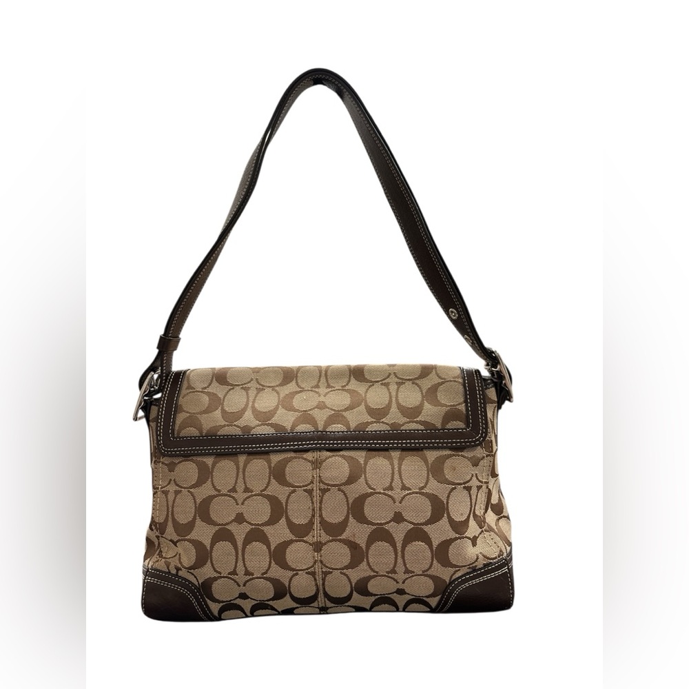 Coach Hampton turnlock Signature Canvas Flap Shoulder Bag Y2K - Picture 3 of 16